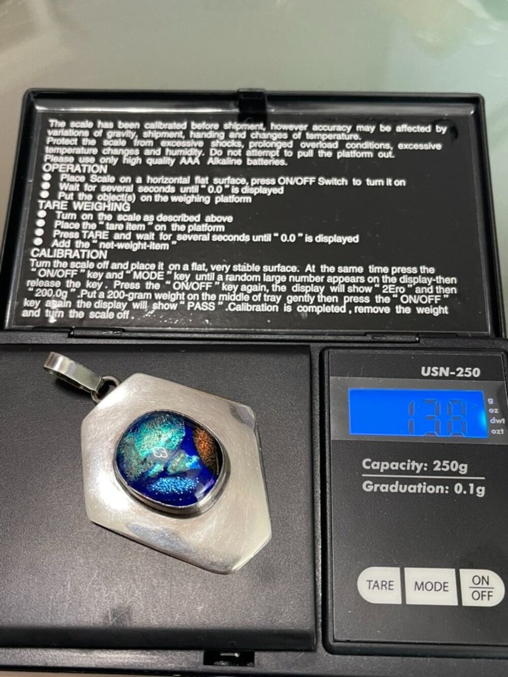 Sterling Silver 925 Dichroic Glass Pendant Y2K Statement Necklace - Picture 7 of 7